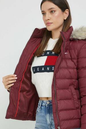 Tommy Jeans dámska vínová zimná bunda - XS (VLP)