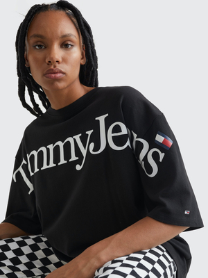 Tommy Jeans dámske čierne tričko - S (BDS)