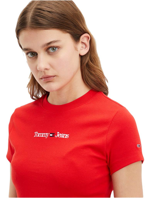 Tommy Jeans dámske červené tričko - L (XNL)