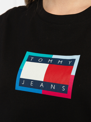 Tommy Jeans dámske čierne šaty LOGO FLAG - XS (BDS)