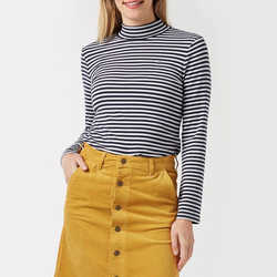 Tommy Jeans dámske modrošedé rebrované tričko s rolákom