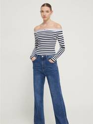 Tommy Jeans dámske pruhované tričko  - L (C1G)