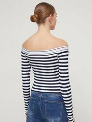 Tommy Jeans dámske pruhované tričko  - L (C1G)