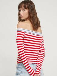 Tommy Jeans dámske pruhované tričko  - XS (XNL)
