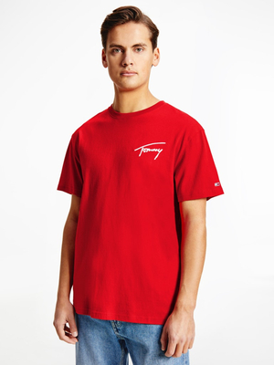Tommy Jeans pánske červené tričko SIGNATURE - L (XNL)