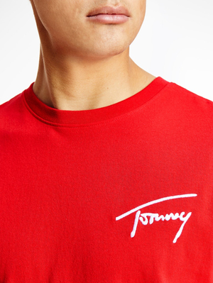 Tommy Jeans pánske červené tričko SIGNATURE - L (XNL)