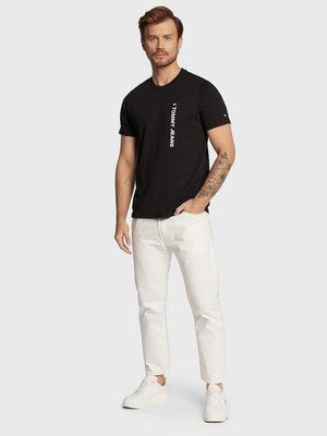 Tommy Jeans pánske čierne tričko ENTRY VERTICLE - S (BDS)