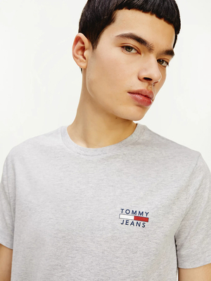 Tommy Jeans pánske šedé tričko CHEST LOGO - L (PJ4)