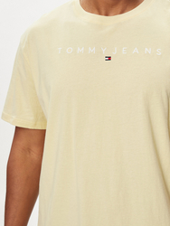 Tommy Jeans pánske žlté tričko LINEAR - L (ZHO)