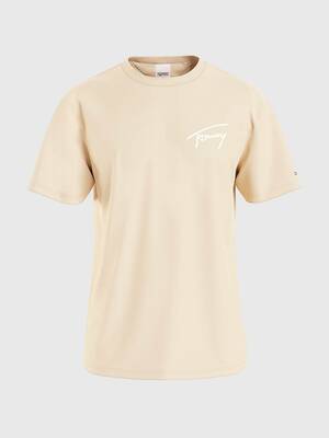 Tommy Jeans pánske béžové tričko SIGNATURE - XL (AB4)