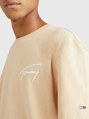 Tommy Jeans pánske béžové tričko SIGNATURE - L (AB4)