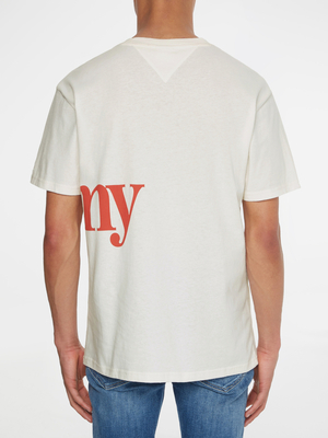 Tommy Jeans pánske biele tričko - L (YBH)