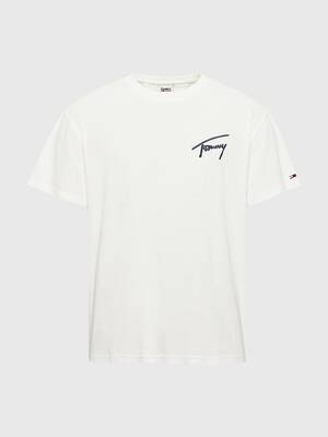 Tommy Jeans pánske biele tričko SIGNATURE - L (YBR)