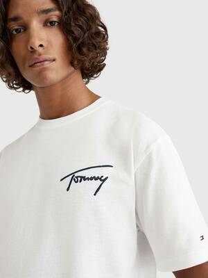 Tommy Jeans pánske biele tričko SIGNATURE - S (YBR)