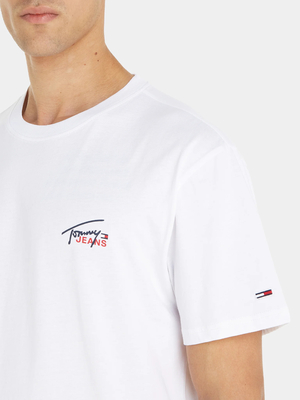 Tommy Jeans pánske biele tričko - L (YBR)