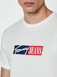 Tommy Jeans pánske biele tričko - L (YBL)