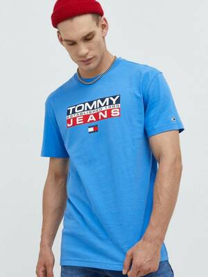 Tommy Jeans pánske modré tričko Athletic - S (C4H)