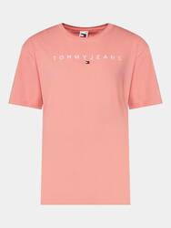 Tommy Jeans pánske ružové tričko LINEAR - M (TIC)