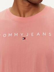 Tommy Jeans pánske ružové tričko LINEAR - M (TIC)