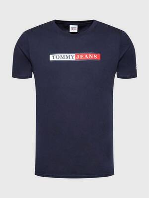 Tommy Jeans pánske tmavomodré tričko Essential - L (C87)