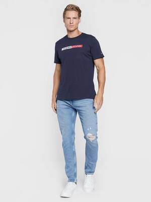 Tommy Jeans pánske tmavomodré tričko Essential - L (C87)