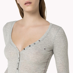 Tommy Hilfiger dámske šedé tričko Henley - XS (038)