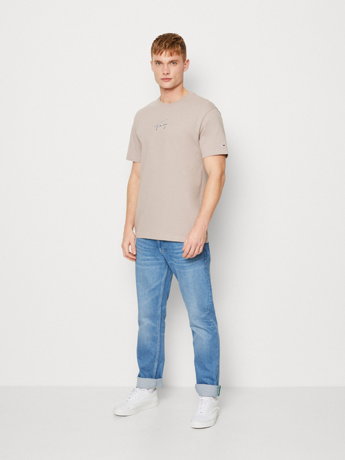 Tommy Jeans pánske béžové tričko SIGNATURE