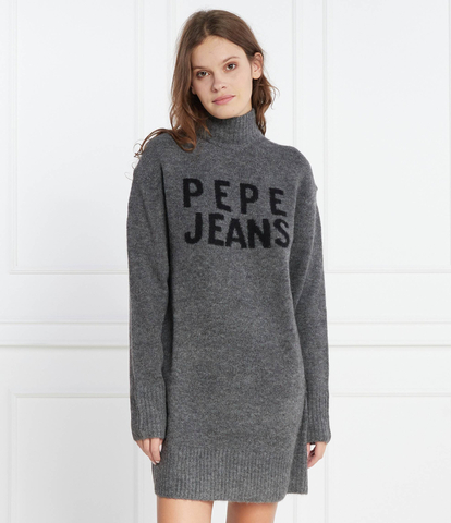 Pepe Jeans dámske šedé šaty DENISSE s potlačou