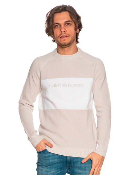 Calvin Klein pánsky šedo biely sveter