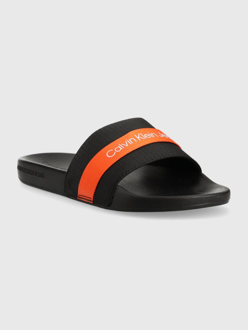 Calvin Klein pánske čierne šľapky SLIDE WEBBING