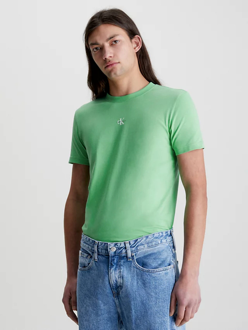Calvin Klein pánske zelené tričko MICRO MONOLOGO