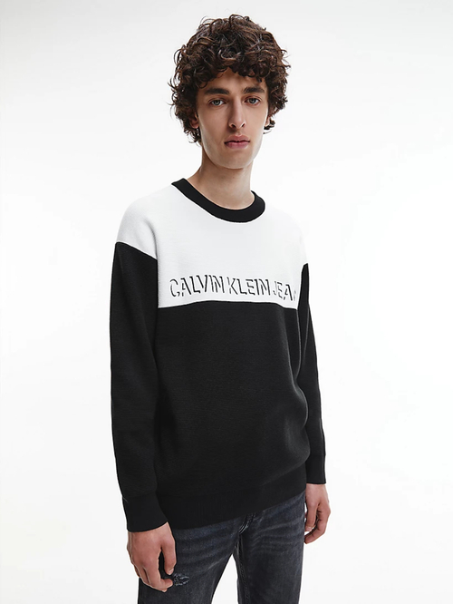 Calvin Klein pánsky čiernobiely sveter