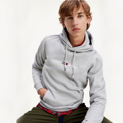 Tommy Jeans pánska sivá mikina s kapucňou