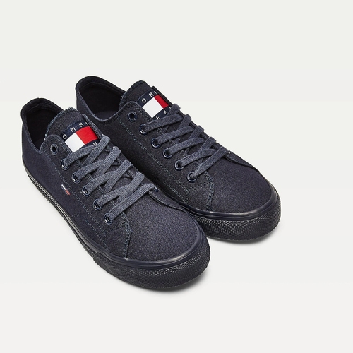 Tommy Jeans dámske tmavomodré látkové tenisky Long Lace Up