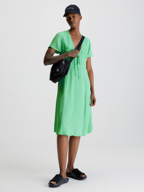 Calvin Klein dámske zelené šaty SHORT SLEEVE SEAMING DAY DRESS