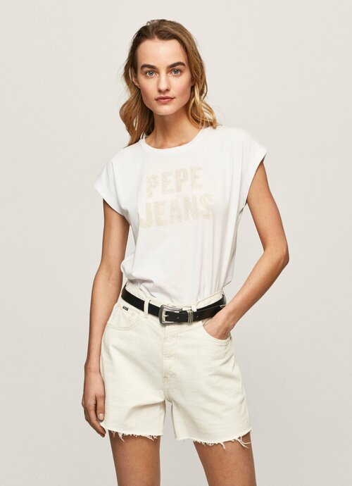 Pepe Jeans dámske biele tričko OLA s potlačou
