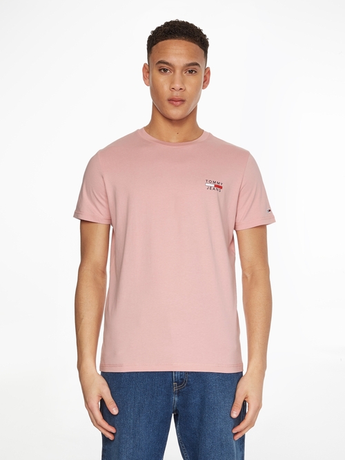 Tommy Jeans pánske ružové tričko CHEST LOGO