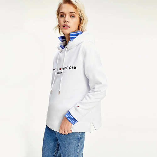Tommy Hilfiger dámska biela mikina s kapucňou Hoodie