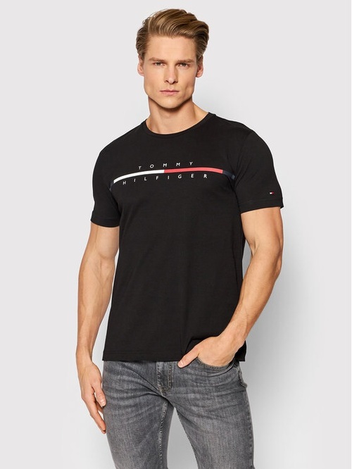 Tommy Hilfiger pánske čierne tričko Corp split logo tee