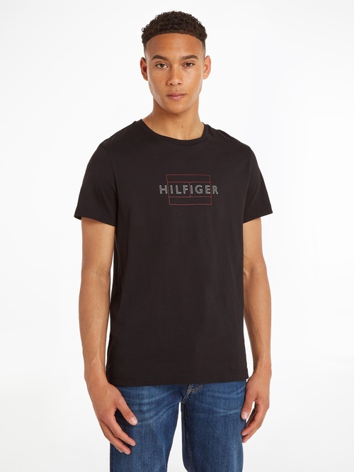 Tommy Hilfiger pánske čierne tričko Linear