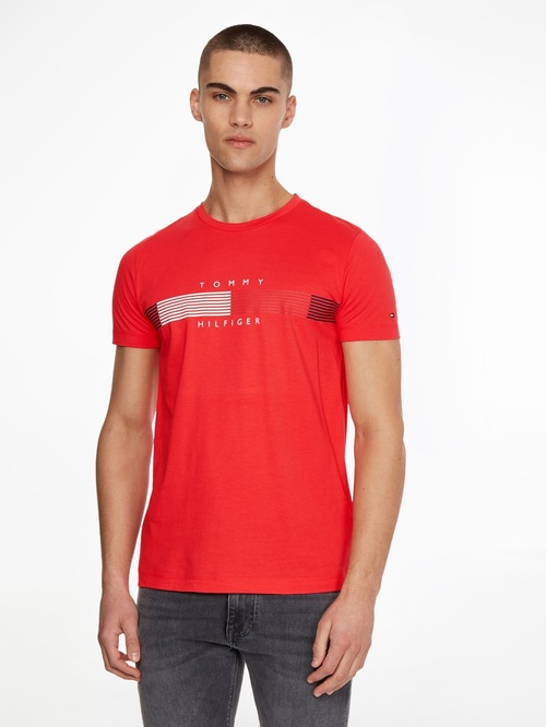 Tommy Hilfiger pánske červené tričko Chest