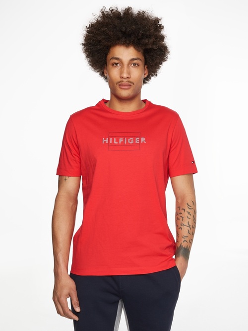 Tommy Hilfiger pánske červené tričko Linear