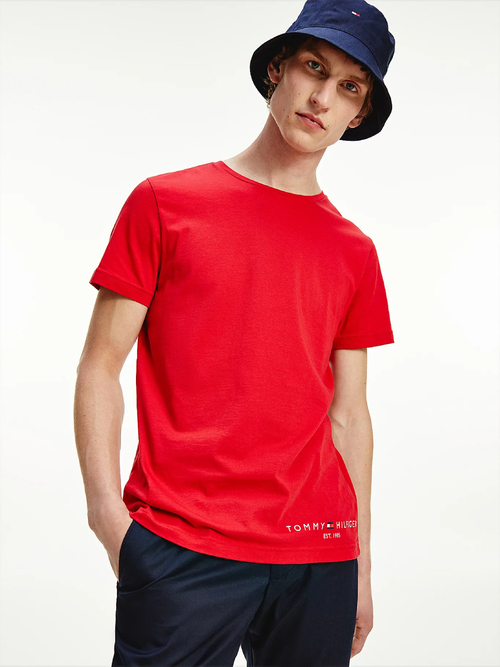 Tommy Hilfiger pánske červené tričko Logo