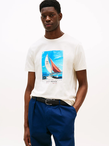 Tommy Hilfiger pánske krémové tričko