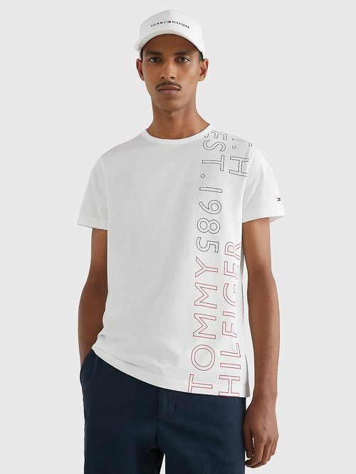 Tommy Hilfiger pánske biele tričko Placement