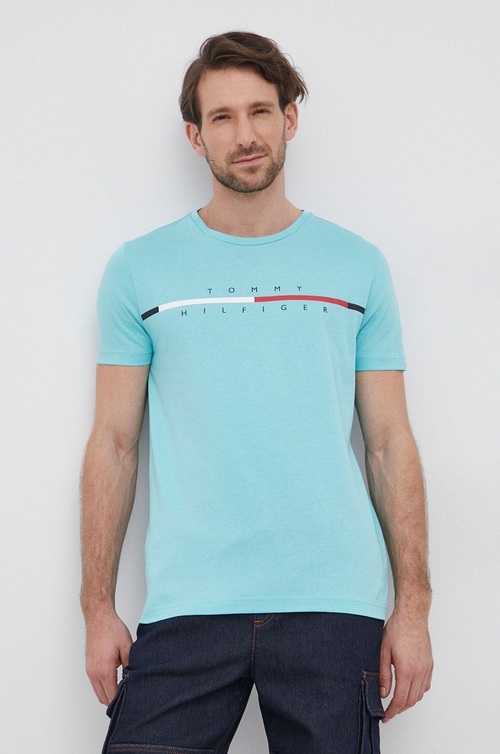 Tommy Hilfiger pánske mintové tričko Corp split logo tee