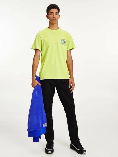 Tommy Jeans pánske neonové tričko SCRIBBLE 