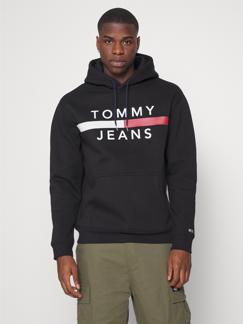 Tommy Jeans pánska čierna mikina REFLECTIVE FLAG