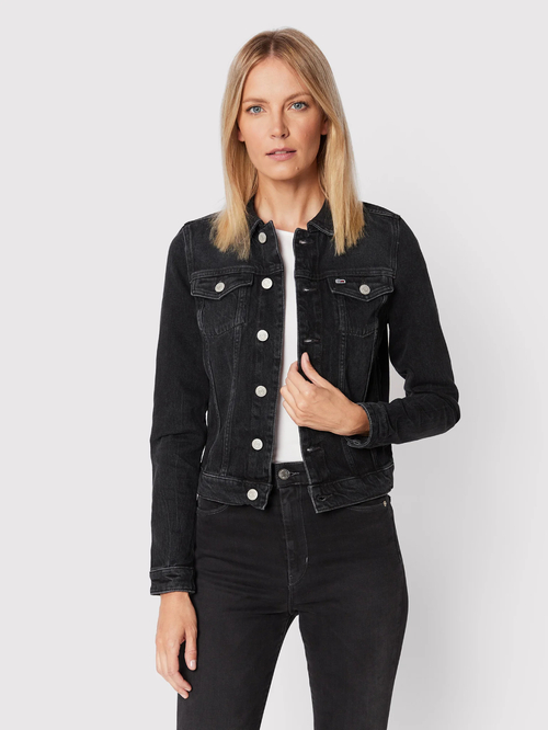 Tommy Jeans dámska čierna džínsová bunda VIVIANNE SLIM