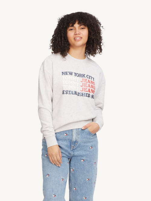 Tommy Jeans dámska šedá mikina Oversized